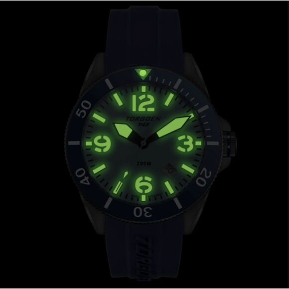 New Torgoen TN-1314 T43 Ice Blue Ion Plated Sapphire Diver 44mm Watch - Picture 4 of 4